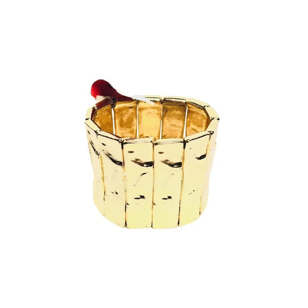 Kenneth Jay Lane Gold Tone Panel Stretch Bracelet (6245) - Picture 2 of 7